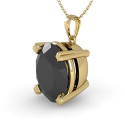 5.0 CTW Oval Black Diamond Designer Necklace 18K Yellow Gold - REF-159F3N - 32371