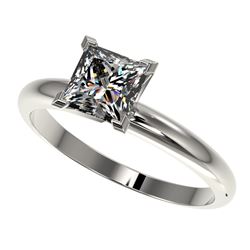 1.25 CTW Certified VS/SI Quality Princess Diamond Solitaire Ring 10K White Gold - REF-372M3F - 32916