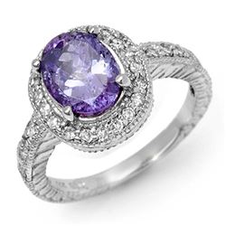 2.90 CTW Tanzanite & Diamond Ring 14K White Gold - REF-89R3K - 11925