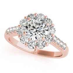 1.75 CTW Certified VS/SI Diamond Solitaire Halo Ring 18K Rose Gold - REF-244N5A - 26285