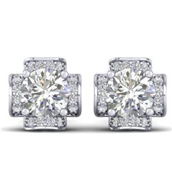 1.85 CTW Certified VS/SI Diamond Art Deco Stud Earrings 14K White Gold - REF-210V2Y - 30276