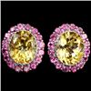 Image 1 : Natural Yellow Citrine & Pink Tourmaline Earrings