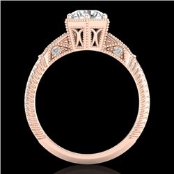 1.17 CTW VS/SI Diamond Solitaire Art Deco Ring 18K Rose Gold - REF-381R8K - 37215