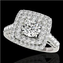 2.05 CTW H-SI/I Certified Diamond Solitaire Halo Ring 10K White Gold - REF-225M5F - 34585