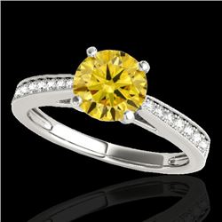 1.25 CTW Certified SI/I Fancy Intense Yellow Diamond Solitaire Ring 10K White Gold - REF-158V2Y - 35