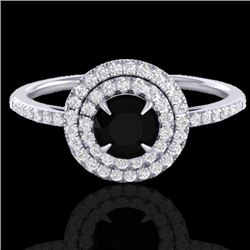 1 CTW Micro Pave VS/SI Diamond Solitaire Ring Double Halo 18K White Gold - REF-70V7Y - 21609