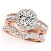 Image 1 : 2.21 CTW Certified VS/SI Diamond 2Pc Wedding Set Solitaire Halo 14K Rose Gold - REF-432M9F - 31314