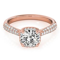 1.50 CTW Certified VS/SI Diamond Solitaire Halo Ring 18K Rose Gold - REF-389X5R - 26168