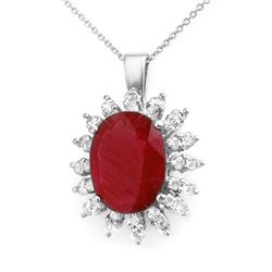 8.25 CTW Ruby & Diamond Pendant 18K White Gold - REF-111N8A - 12893