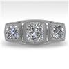 Image 1 : 2 CTW Past Present Future VS/SI Cushion Cut Diamond Ring Deco 18K White Gold - REF-481M6F - 36072