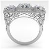 Image 4 : 2 CTW Past Present Future VS/SI Cushion Cut Diamond Ring Deco 18K White Gold - REF-481M6F - 36072
