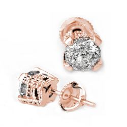 2.0 CTW Certified VS/SI Diamond Solitaire Stud Earrings 14K Rose Gold - REF-457V2Y - 10455