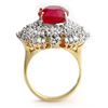 Image 2 : 12.16 CTW Ruby & Diamond Ring 14K Yellow Gold - REF-363X3R - 12966