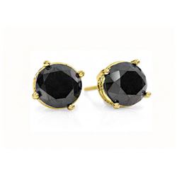 1.50 CTW VS Certified Black Diamond Solitaire Stud Earrings 14K Yellow Gold - REF-37H8M - 14160