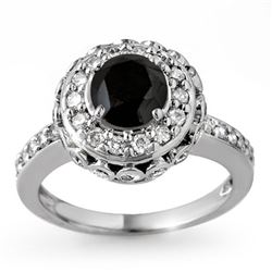 2.64 CTW VS Certified Black & White Diamond Ring 14K White Gold - REF-127K3W - 11793