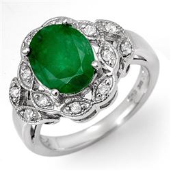 2.75 CTW Emerald & Diamond Ring 10K White Gold - REF-52V7Y - 11906