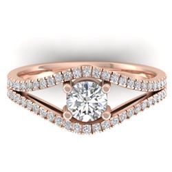 1.05 CTW Certified VS/SI Diamond Art Deco Ring 14K Rose Gold - REF-126F7N - 30301