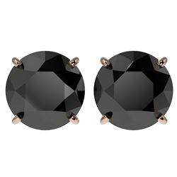 4.19 CTW Fancy Black VS Diamond Solitaire Stud Earrings 10K Rose Gold - REF-82F6N - 36712