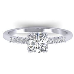 0.93 CTW Certified VS/SI Diamond Solitaire Art Deco Ring 14K White Gold - REF-171F3N - 30456