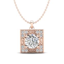 1.02 CTW VS/SI Diamond Solitaire Art Deco Necklace 18K Rose Gold - REF-200F2N - 37272