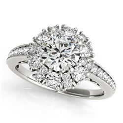 1.66 CTW Certified VS/SI Diamond Solitaire Halo Ring 18K White Gold - REF-189F5N - 26724