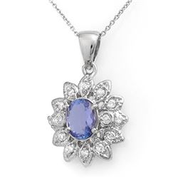 2.0 CTW Tanzanite & Diamond Pendant 14K White Gold - REF-57R3K - 14042