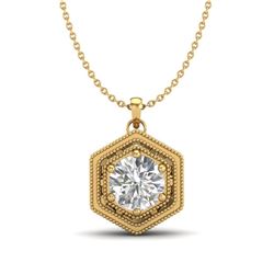 0.76 CTW VS/SI Diamond Solitaire Art Deco Necklace 18K Yellow Gold - REF-178K2W - 36904