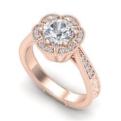 1.33 CTW VS/SI Diamond Solitaire Art Deco Ring 18K Rose Gold - REF-418H2M - 37104