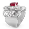 Image 2 : 2.15 CTW Rubellite & Diamond Ring 14K White Gold - REF-93X3R - 10687