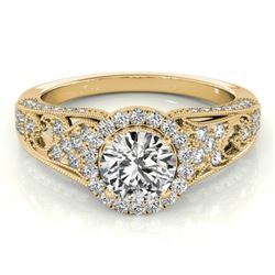 1.25 CTW Certified VS/SI Diamond Solitaire Halo Ring 18K Yellow Gold - REF-238V2Y - 26574