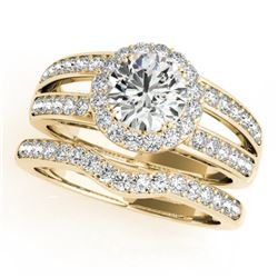 1.91 CTW Certified VS/SI Diamond 2Pc Wedding Set Solitaire Halo 14K Yellow Gold - REF-421F6N - 31234