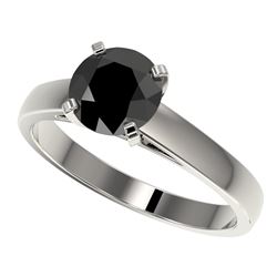 1.50 CTW Fancy Black VS Diamond Solitaire Engagement Ring 10K White Gold - REF-36W3H - 33022