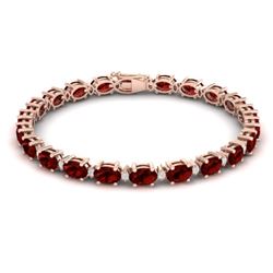 19.7 CTW Garnet & VS/SI Certified Diamond Eternity Bracelet 10K Rose Gold - REF-98A2V - 29369