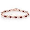 Image 1 : 8.55 CTW Ruby & Diamond Bracelet 10K Rose Gold - REF-71W6H - 13948