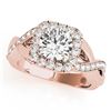 Image 1 : 2 CTW Certified VS/SI Diamond Solitaire Halo Ring 18K Rose Gold - REF-548M2F - 26195