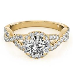 1.54 CTW Certified VS/SI Diamond Solitaire Halo Ring 18K Yellow Gold - REF-385A8V - 26559