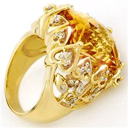 11.40 CTW Citrine & Diamond Ring 10K Yellow Gold - REF-80K9W - 10524