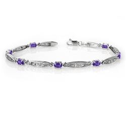 1.82 CTW Tanzanite & Diamond Bracelet 10K White Gold - REF-39A8V - 13770