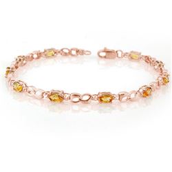 3.51 CTW Yellow Sapphire & Diamond Bracelet 14K Rose Gold - REF-49V5Y - 11035