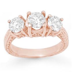 2.0 CTW Certified VS/SI Diamond 3 Stone Ring 14K Rose Gold - REF-323Y3X - 13394
