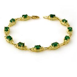 6.10 CTW Emerald Bracelet 10K Yellow Gold - REF-68W2H - 13799