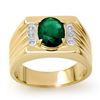Image 1 : 2.06 CTW Emerald & Diamond Men's Ring 10K Yellow Gold - REF-73Y8X - 13513