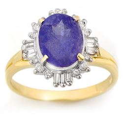 3.03 CTW Tanzanite & Diamond Ring 10K Yellow Gold - REF-57F6N - 14461