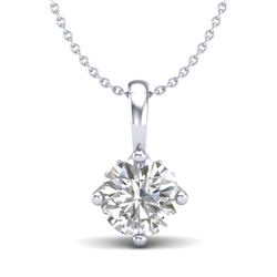 0.82 CTW VS/SI Diamond Solitaire Art Deco Stud Necklace 18K White Gold - REF-180X2R - 37025