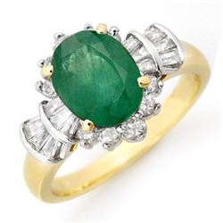 2.01 CTW Emerald & Diamond Ring 14K Yellow Gold - REF-80H2M - 13324