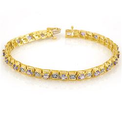3.14 CTW Tanzanite & Diamond Bracelet 10K Yellow Gold - REF-109R3K - 10398