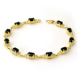 7.33 CTW Blue Sapphire Bracelet 10K Yellow Gold - REF-53M6F - 14263