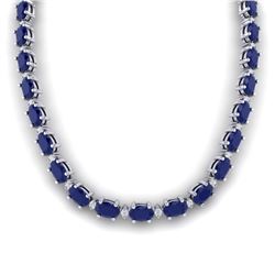 55.5.0 CTW Sapphire & VS/SI Certified Diamond Eternity Necklace 10K White Gold - REF-292V2Y - 29433