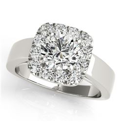 1.30 CTW Certified VS/SI Diamond Solitaire Halo Ring 18K White Gold - REF-258M7F - 26895