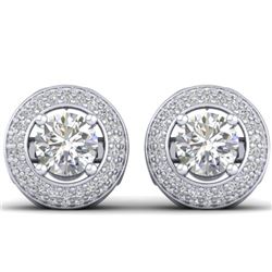 1.75 CTW Certified VS/SI Diamond Art Deco Micro Halo Stud Earrings 14K White Gold - REF-207A6V - 304